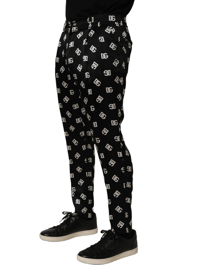 Calça social masculina skinny de seda preta Dolce & Gabbana