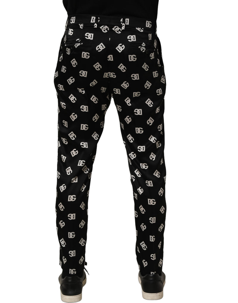 Calça social masculina skinny de seda preta Dolce & Gabbana