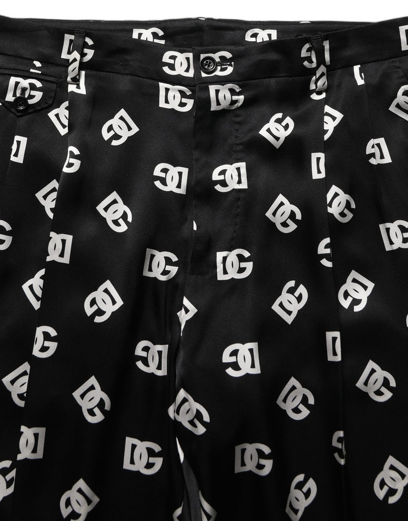 Calça social masculina skinny de seda preta Dolce & Gabbana