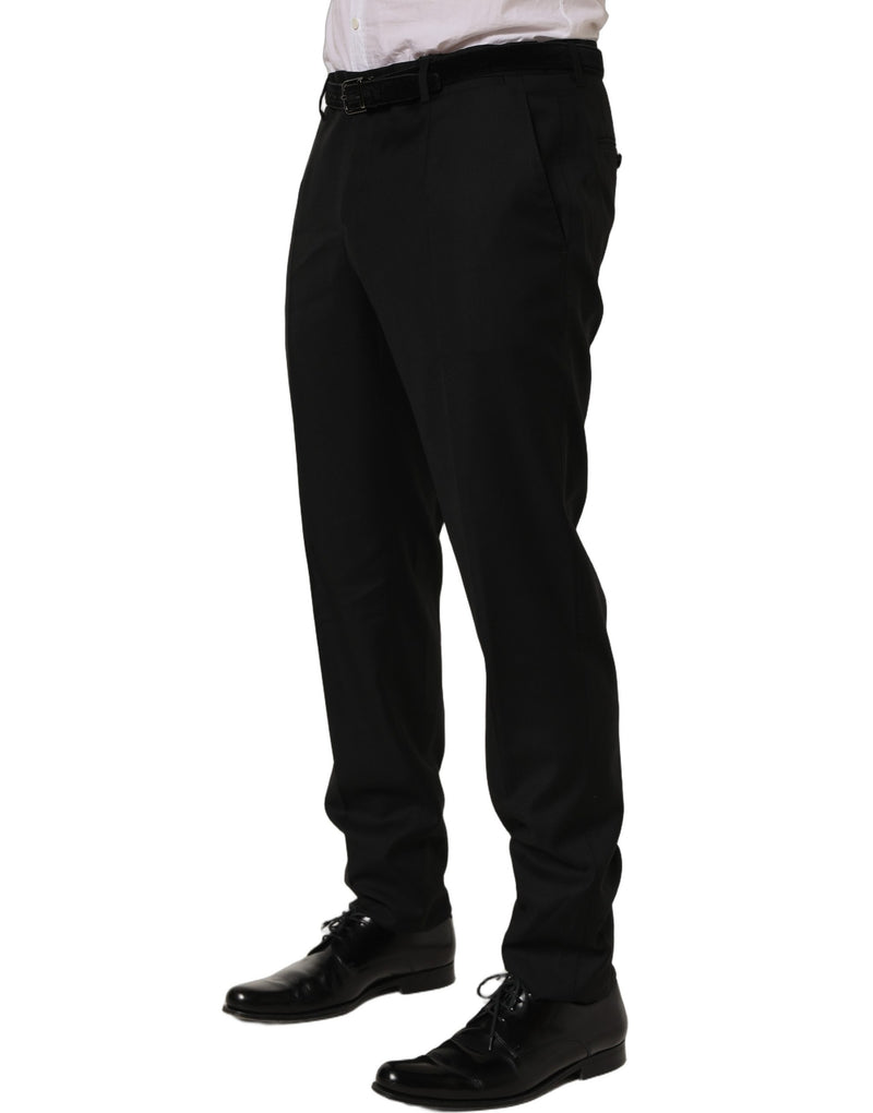 Pantalones de vestir ajustados de lana negra para hombre de Dolce & Gabbana