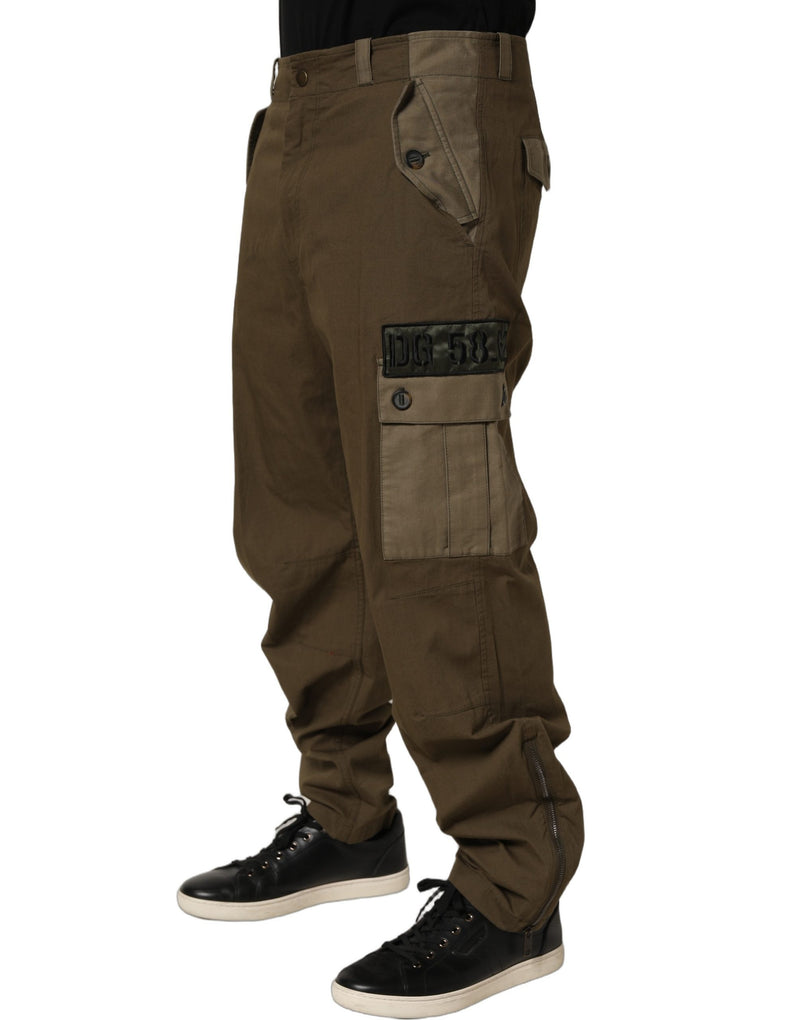 Pantalon cargo droit taille mi-haute marron Dolce & Gabbana