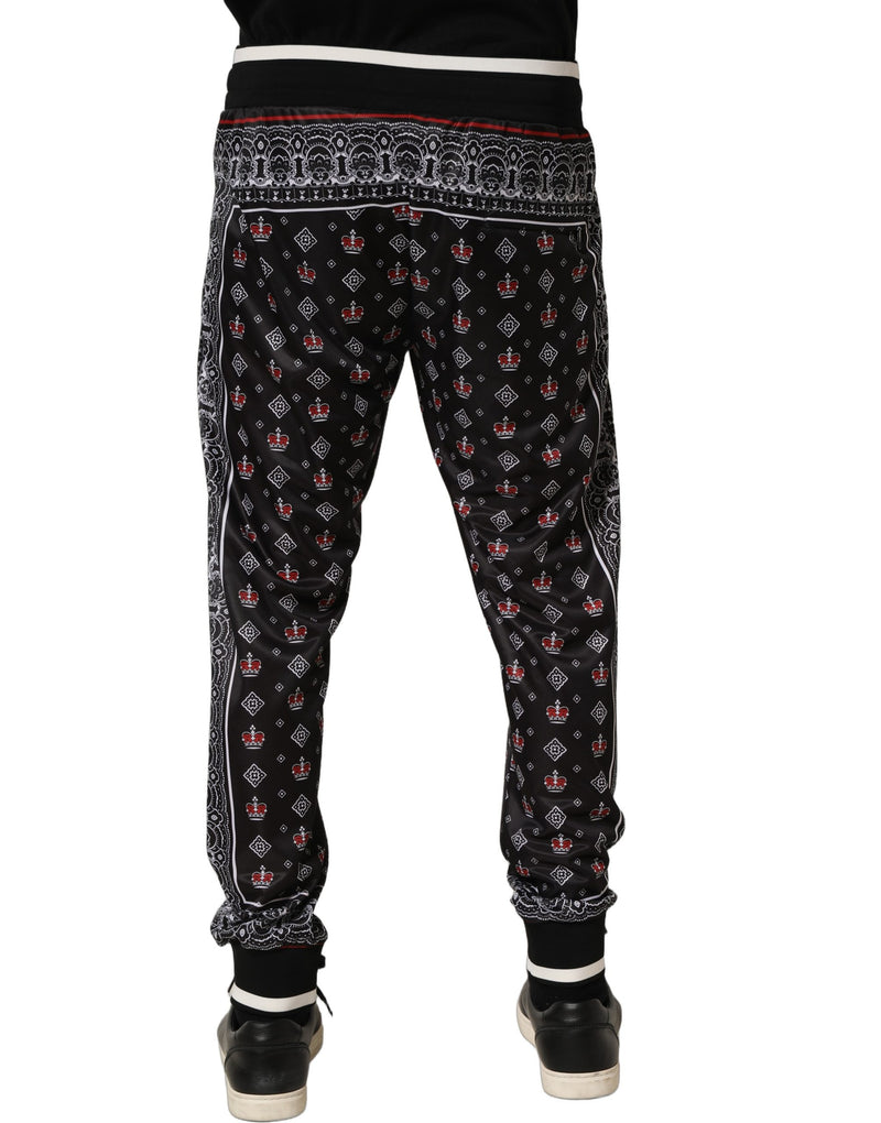 Calça jogger masculina preta com coroa bandana Dolce & Gabbana