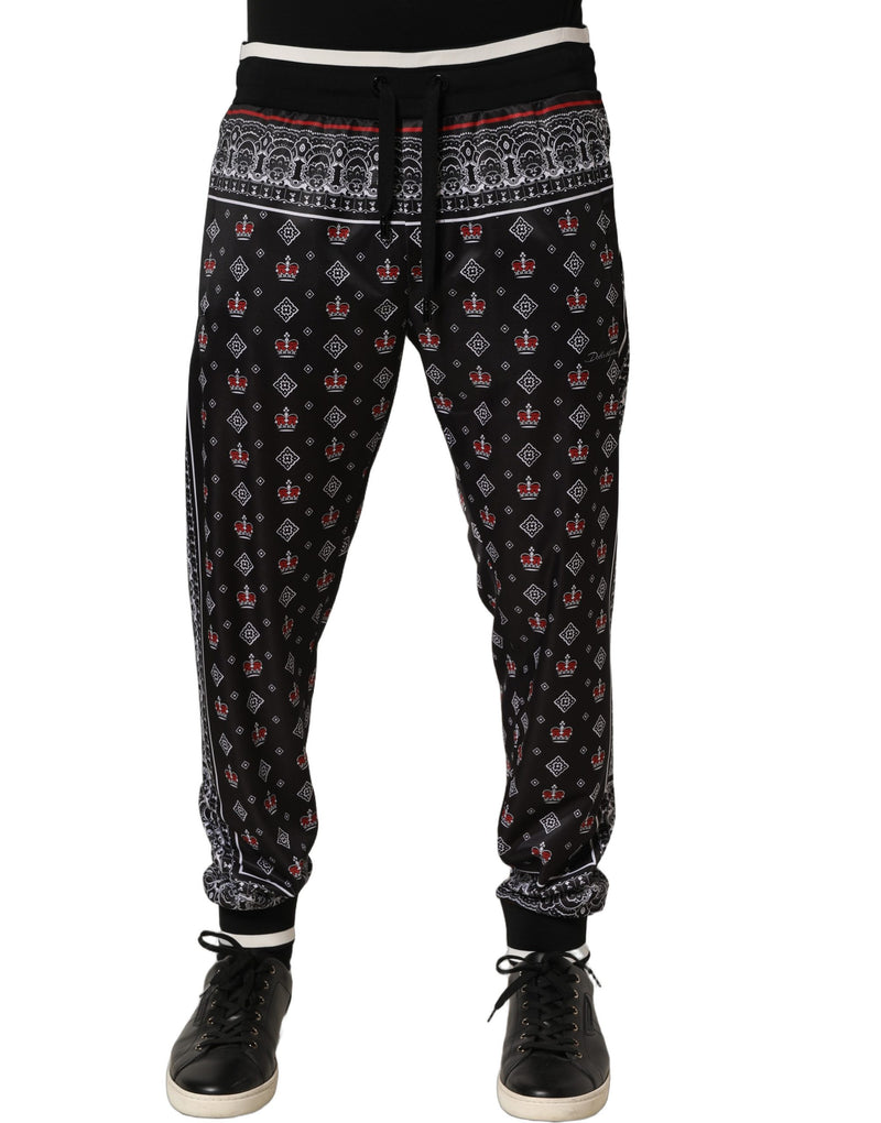Calça jogger masculina preta com coroa bandana Dolce & Gabbana