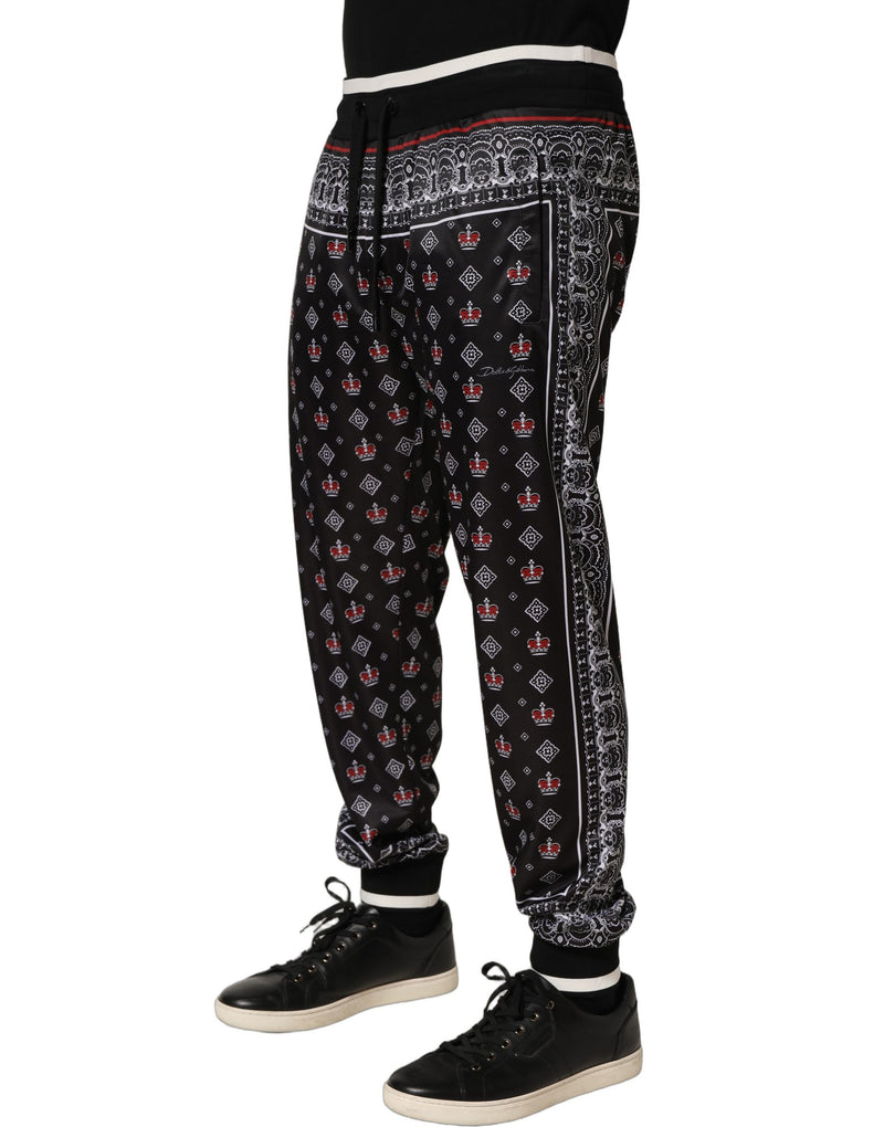 Calça jogger masculina preta com coroa bandana Dolce & Gabbana