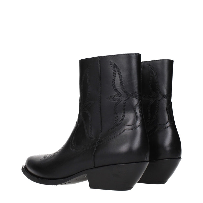 Celine Black Leather Ankle Boots