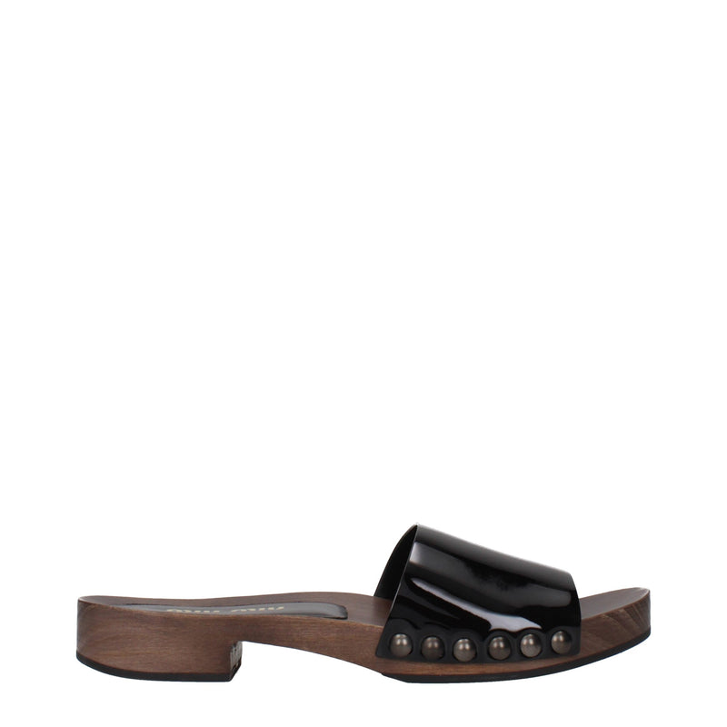 Mules en cuir noir Miu Miu