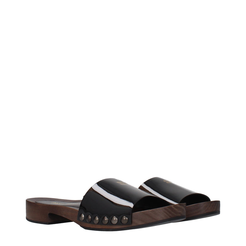 Mules en cuir noir Miu Miu
