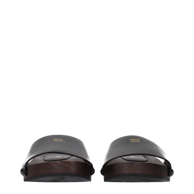 Mules en cuir noir Miu Miu