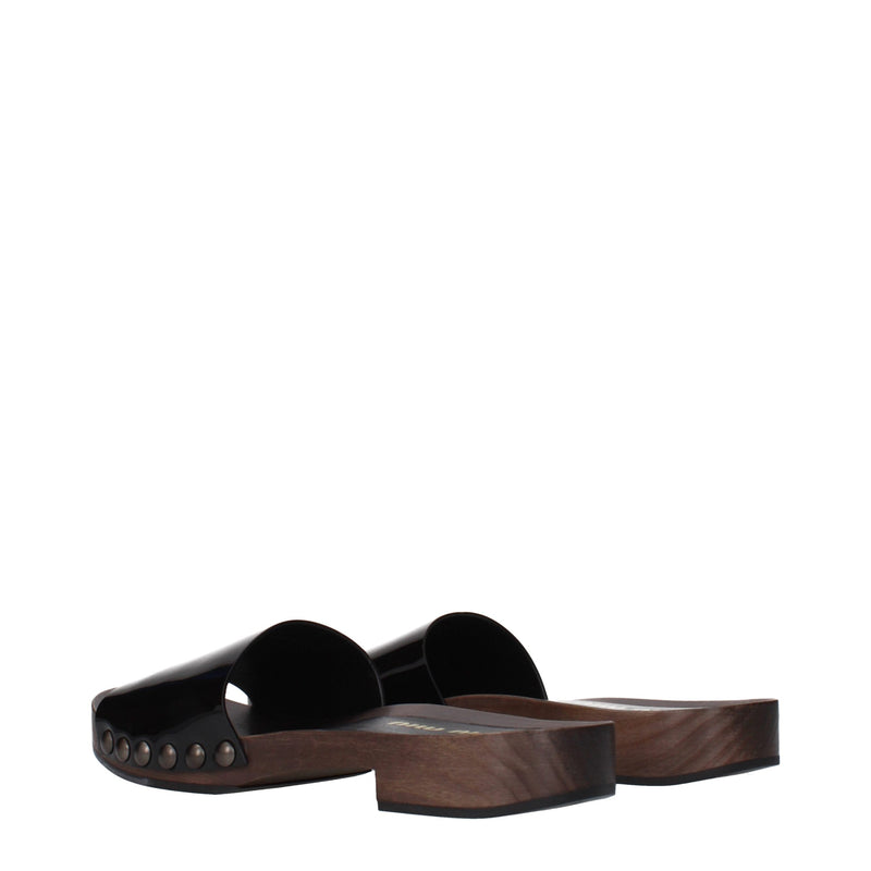 Mules en cuir noir Miu Miu