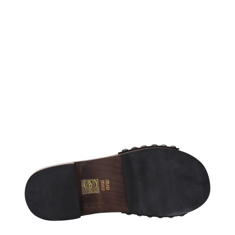 Mules en cuir noir Miu Miu