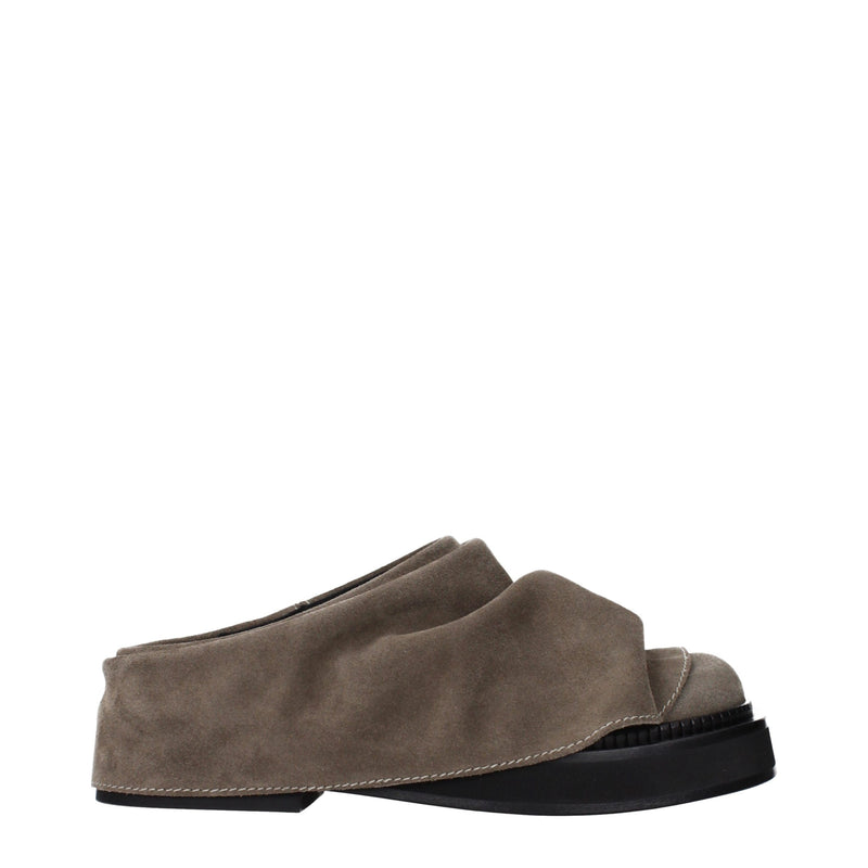 Zapatillas de estar por casa de cuero gris de The Attico