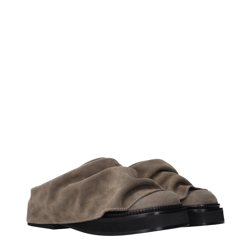 Zapatillas de estar por casa de cuero gris de The Attico