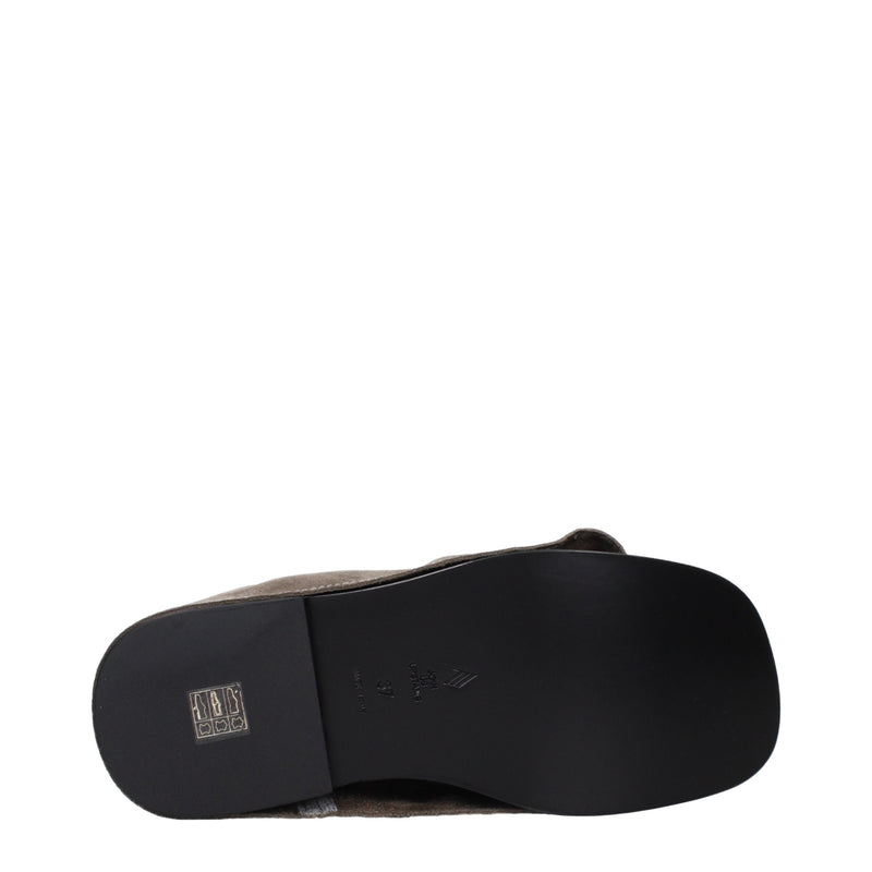Zapatillas de estar por casa de cuero gris de The Attico
