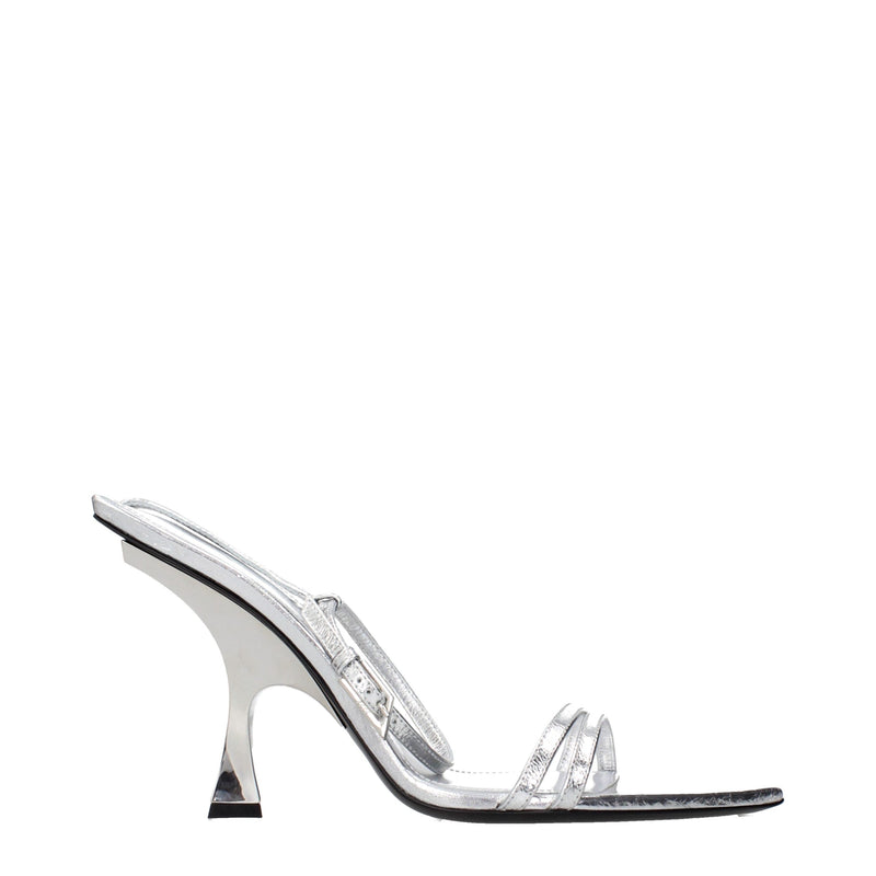 Sandali The Attico con tacco a stiletto in pelle grigia