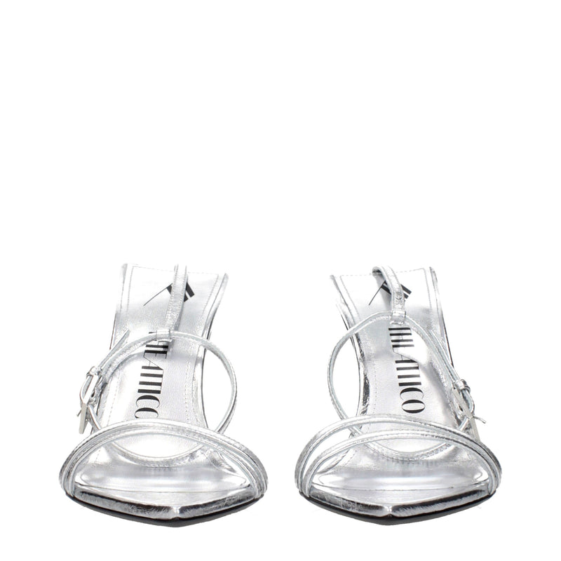 Sandali The Attico con tacco a stiletto in pelle grigia