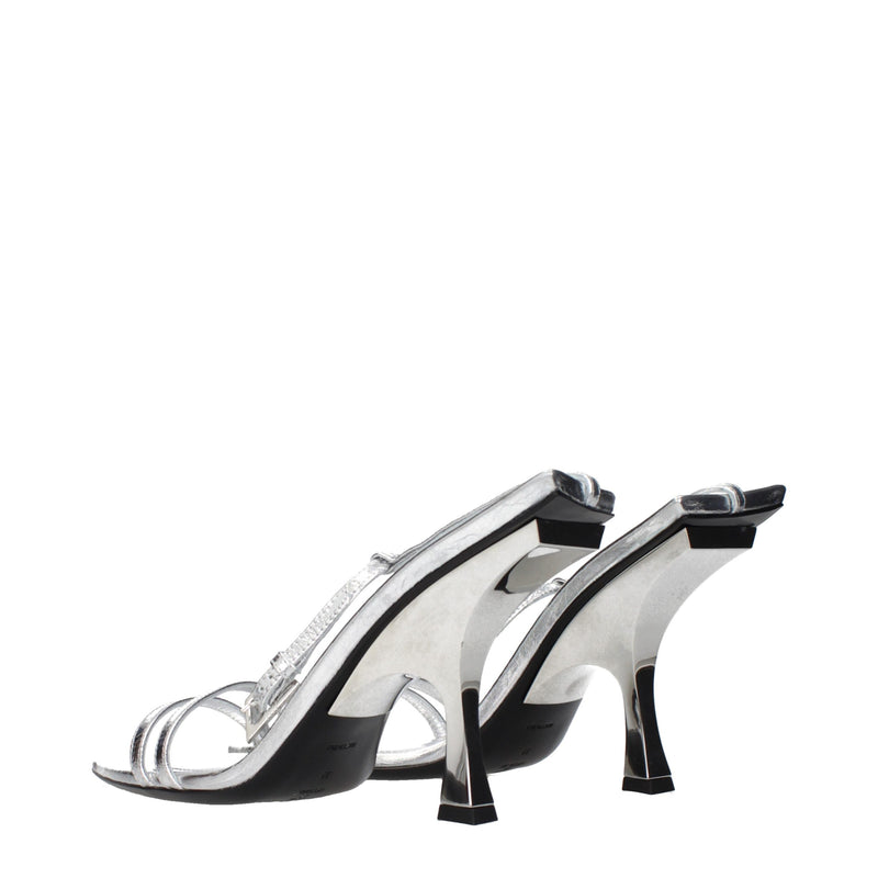 Sandali The Attico con tacco a stiletto in pelle grigia