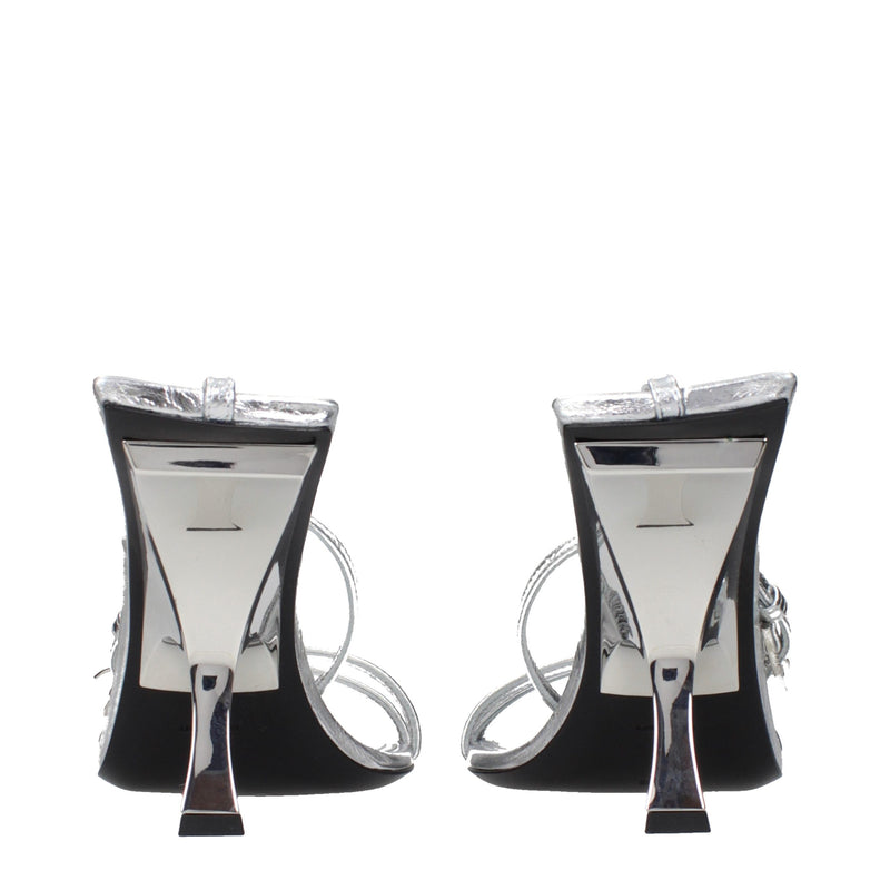 Sandali The Attico con tacco a stiletto in pelle grigia
