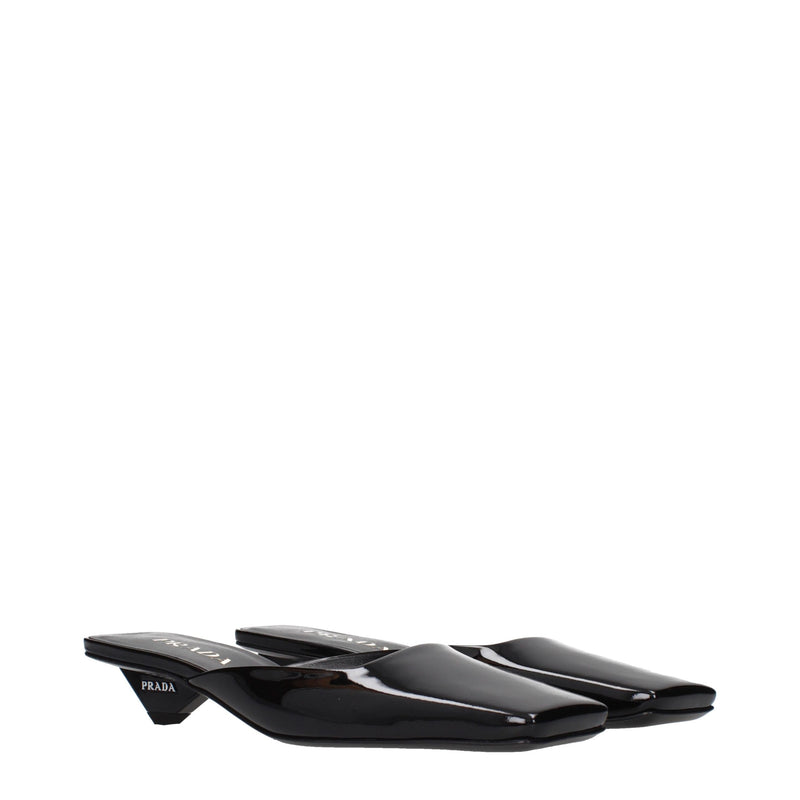 Prada Black Leather Flat Sandals