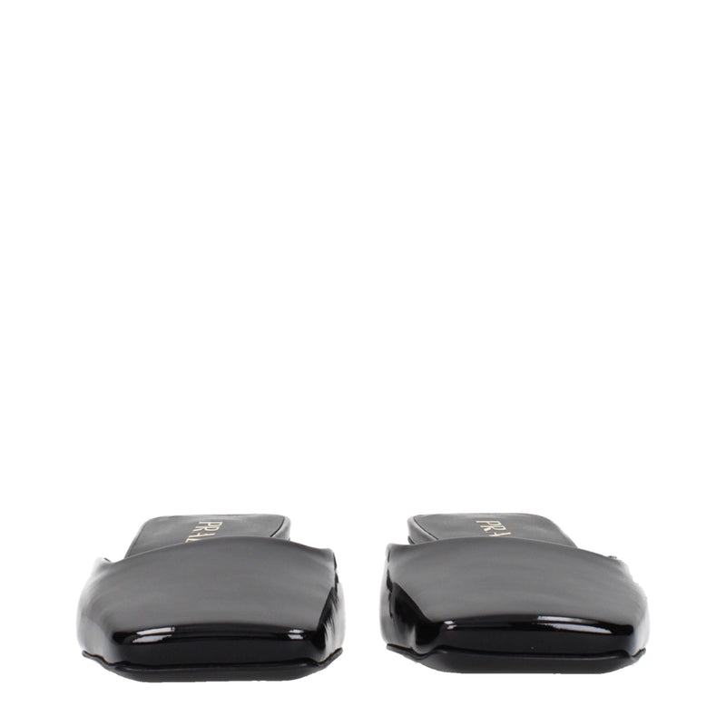 Prada Black Leather Flat Sandals