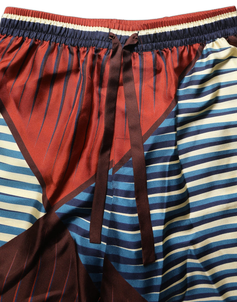 Bermuda masculina de seda com estampa geométrica multicolorida Dolce & Gabbana