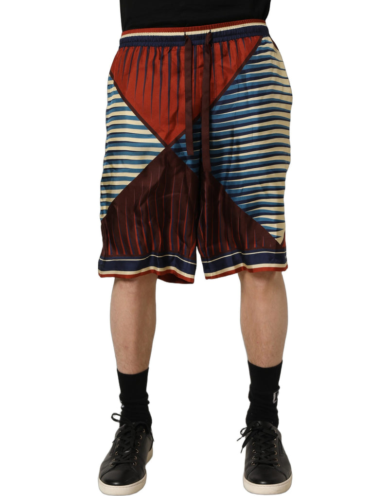 Bermuda masculina de seda com estampa geométrica multicolorida Dolce & Gabbana