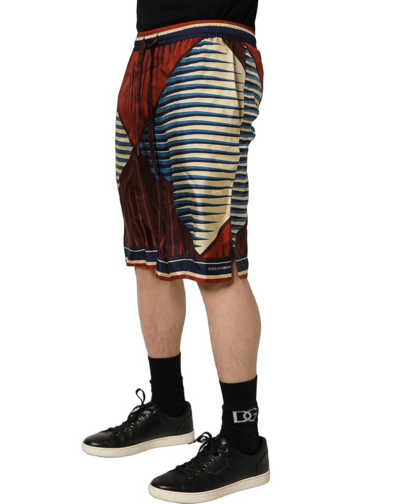 Bermuda masculina de seda com estampa geométrica multicolorida Dolce & Gabbana