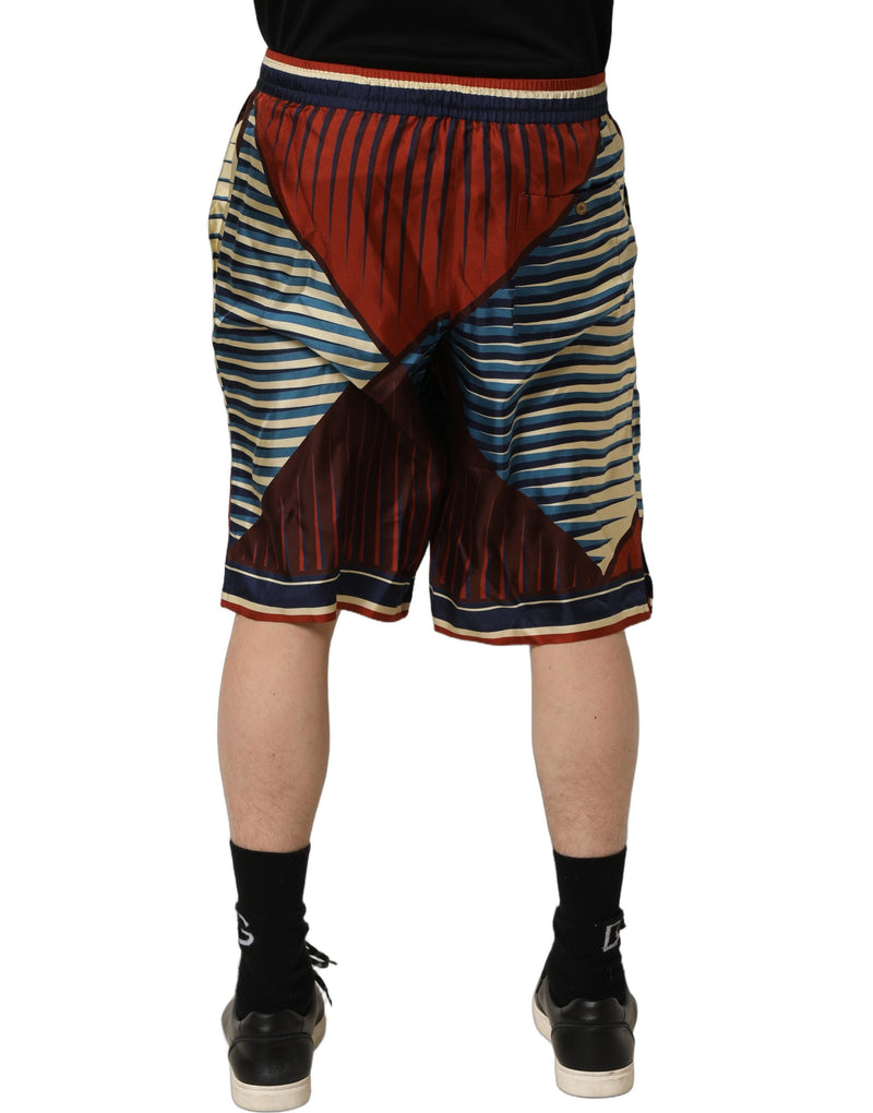Bermuda masculina de seda com estampa geométrica multicolorida Dolce & Gabbana