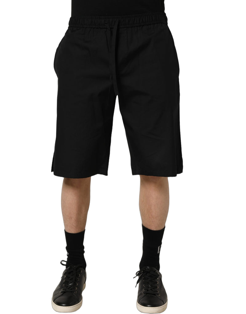 Bermuda da uomo Dolce & Gabbana neri in cotone felpato