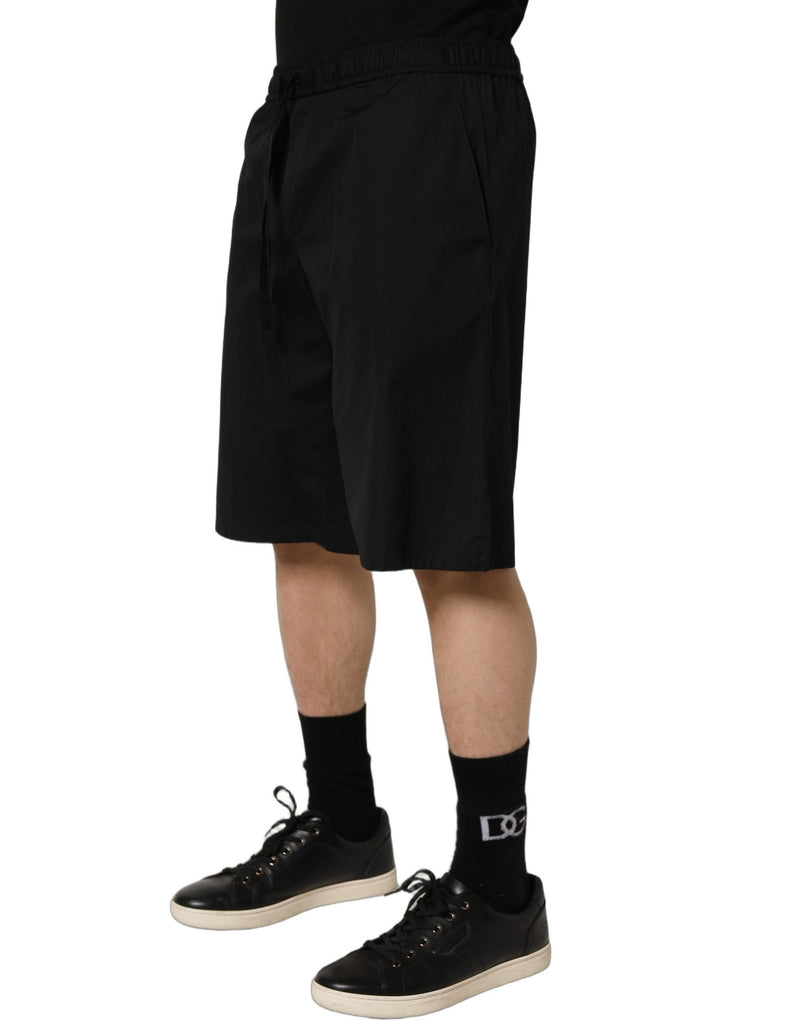 Bermuda da uomo Dolce & Gabbana neri in cotone felpato