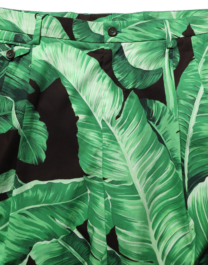 Bermuda masculina preta e verde com estampa de folha de bananeira Dolce & Gabbana