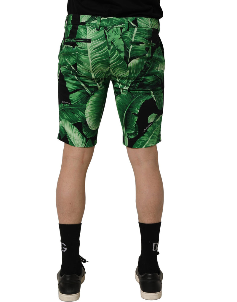 Shorts bermuda da uomo neri e verdi con foglie di banana Dolce & Gabbana