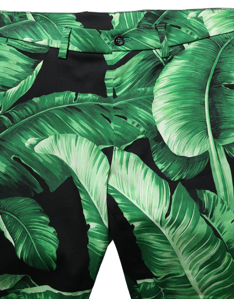 Shorts bermuda da uomo neri e verdi con foglie di banana Dolce & Gabbana