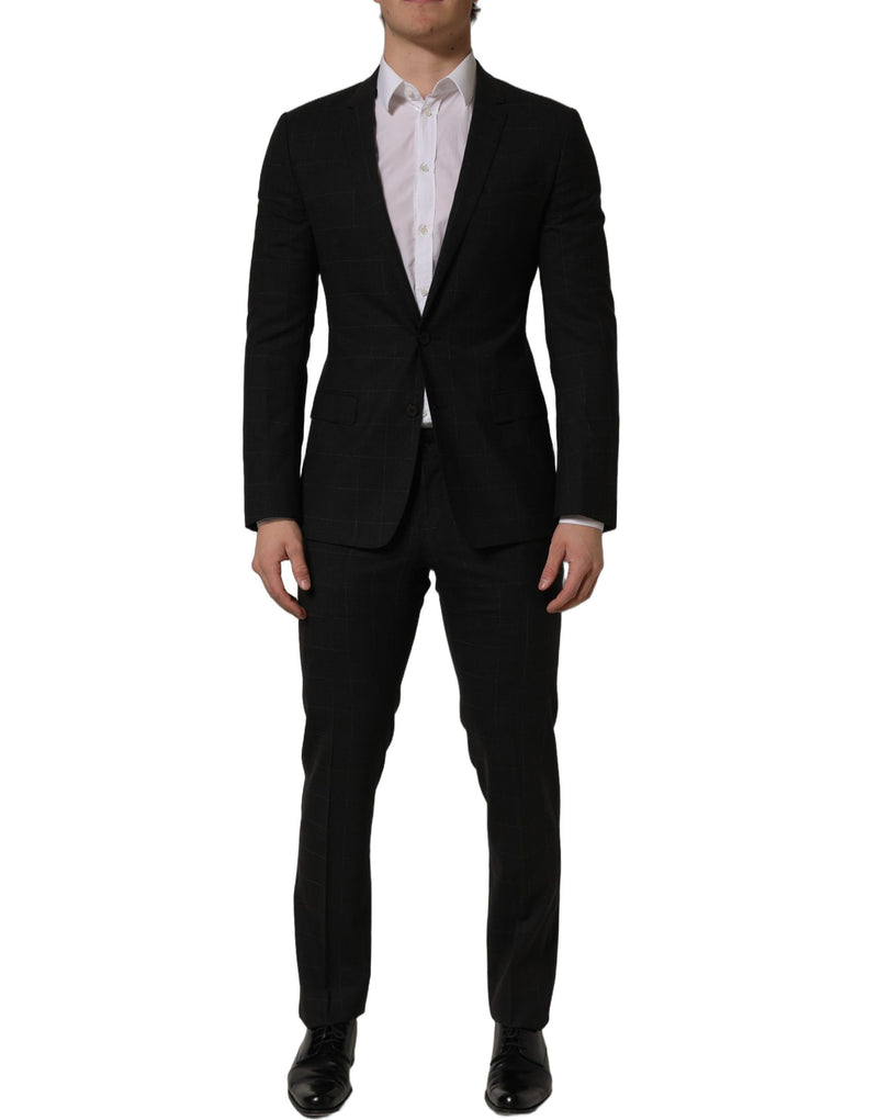 Terno masculino formal slim fit de 2 peças em lã cinza-escuro Dolce & Gabbana