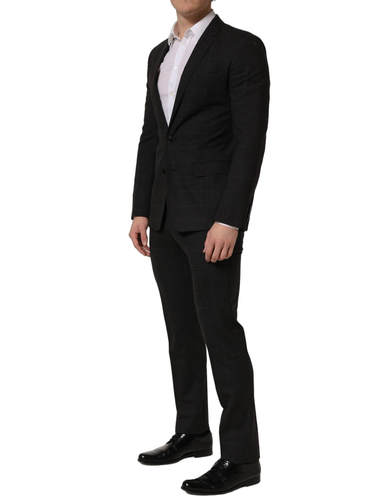 Terno masculino formal slim fit de 2 peças em lã cinza-escuro Dolce & Gabbana