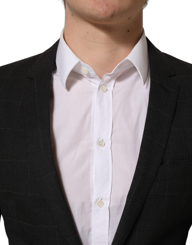 Terno masculino formal slim fit de 2 peças em lã cinza-escuro Dolce & Gabbana