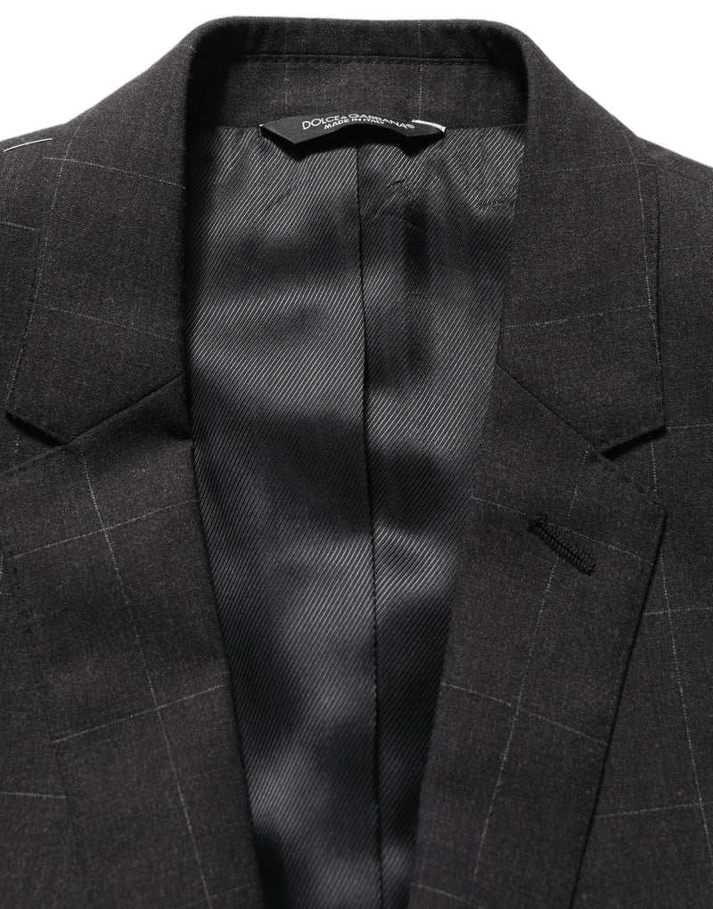Terno masculino formal slim fit de 2 peças em lã cinza-escuro Dolce & Gabbana