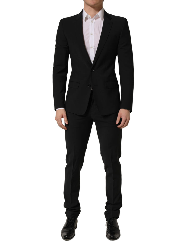 Abito formale da uomo a 2 pezzi in lana nera, slim fit Dolce & Gabbana