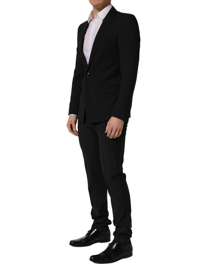 Abito formale da uomo a 2 pezzi in lana nera, slim fit Dolce & Gabbana