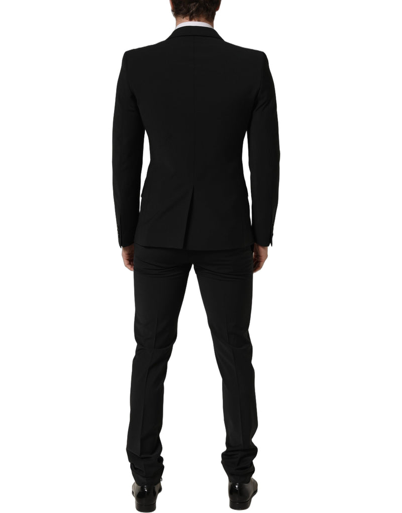 Abito formale da uomo a 2 pezzi in lana nera, slim fit Dolce & Gabbana