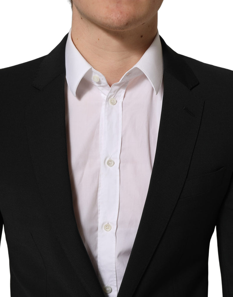 Abito formale da uomo a 2 pezzi in lana nera, slim fit Dolce & Gabbana