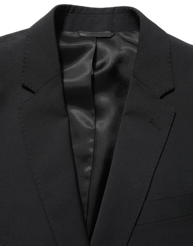 Abito formale da uomo a 2 pezzi in lana nera, slim fit Dolce & Gabbana
