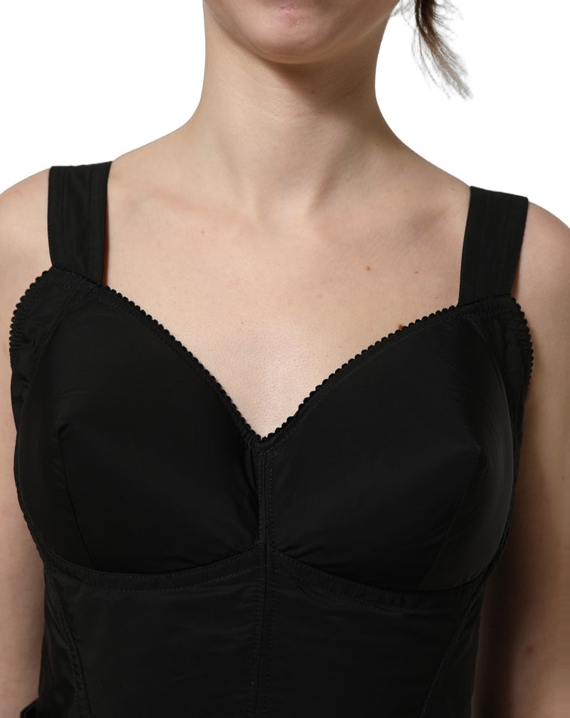 Vestido curto sem mangas em linha A de náilon preto Dolce & Gabbana