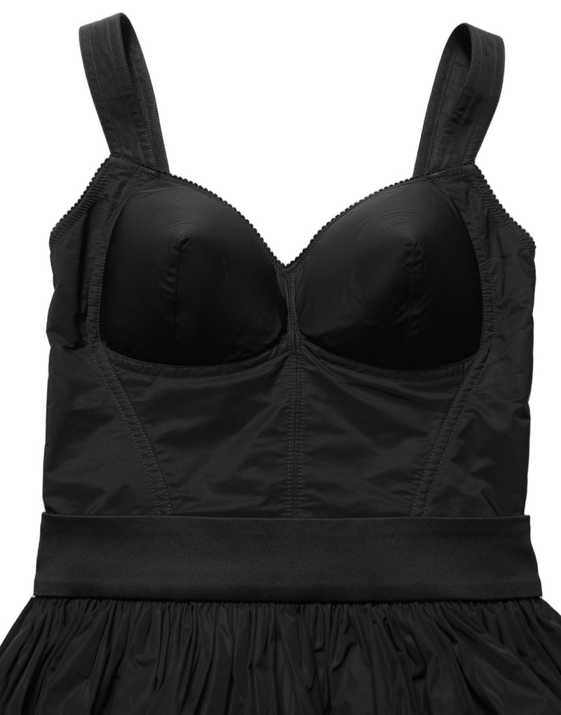 Vestido curto sem mangas em linha A de náilon preto Dolce & Gabbana