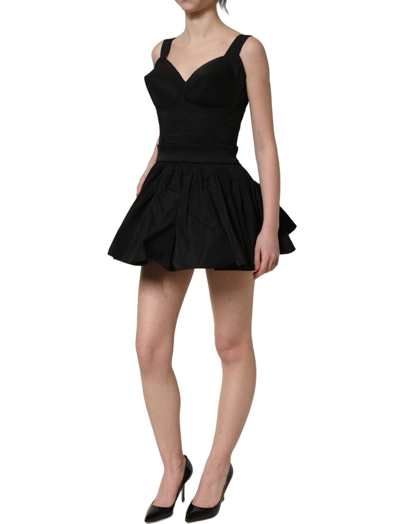 Vestido curto sem mangas em linha A de náilon preto Dolce & Gabbana