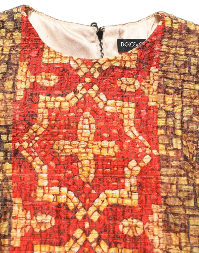 Mini-robe à manches longues en mosaïque multicolore Dolce & Gabbana