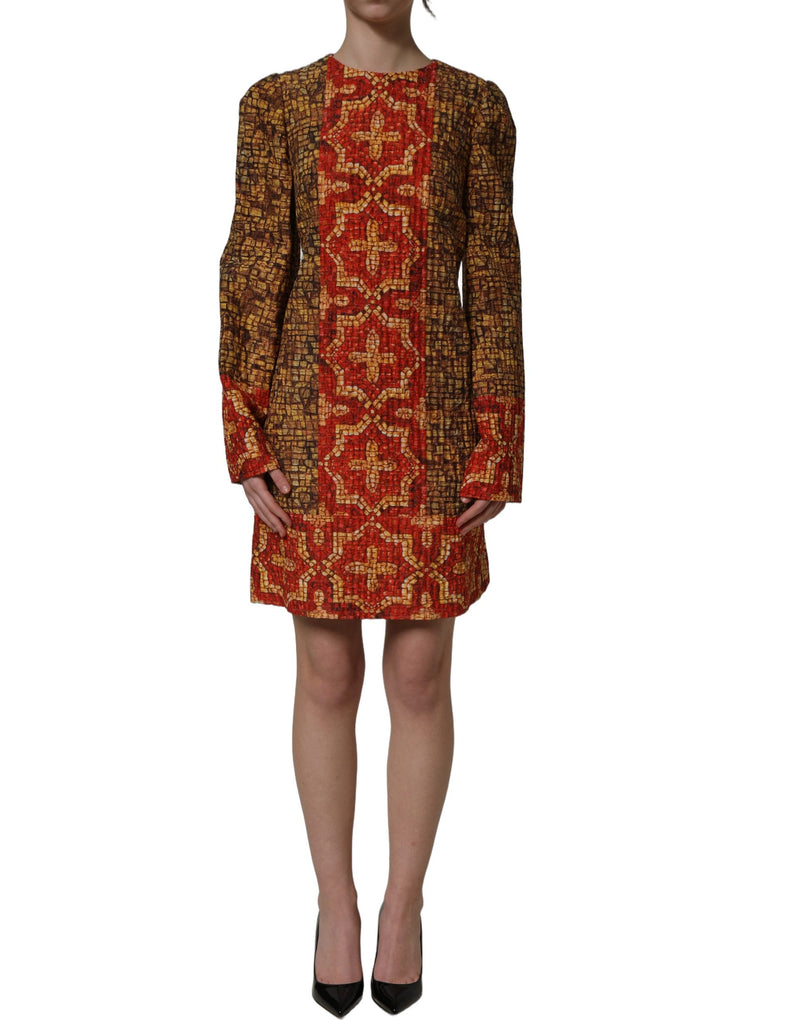 Mini-robe à manches longues en mosaïque multicolore Dolce & Gabbana