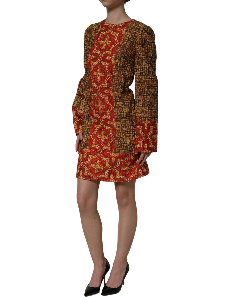 Mini-robe à manches longues en mosaïque multicolore Dolce & Gabbana
