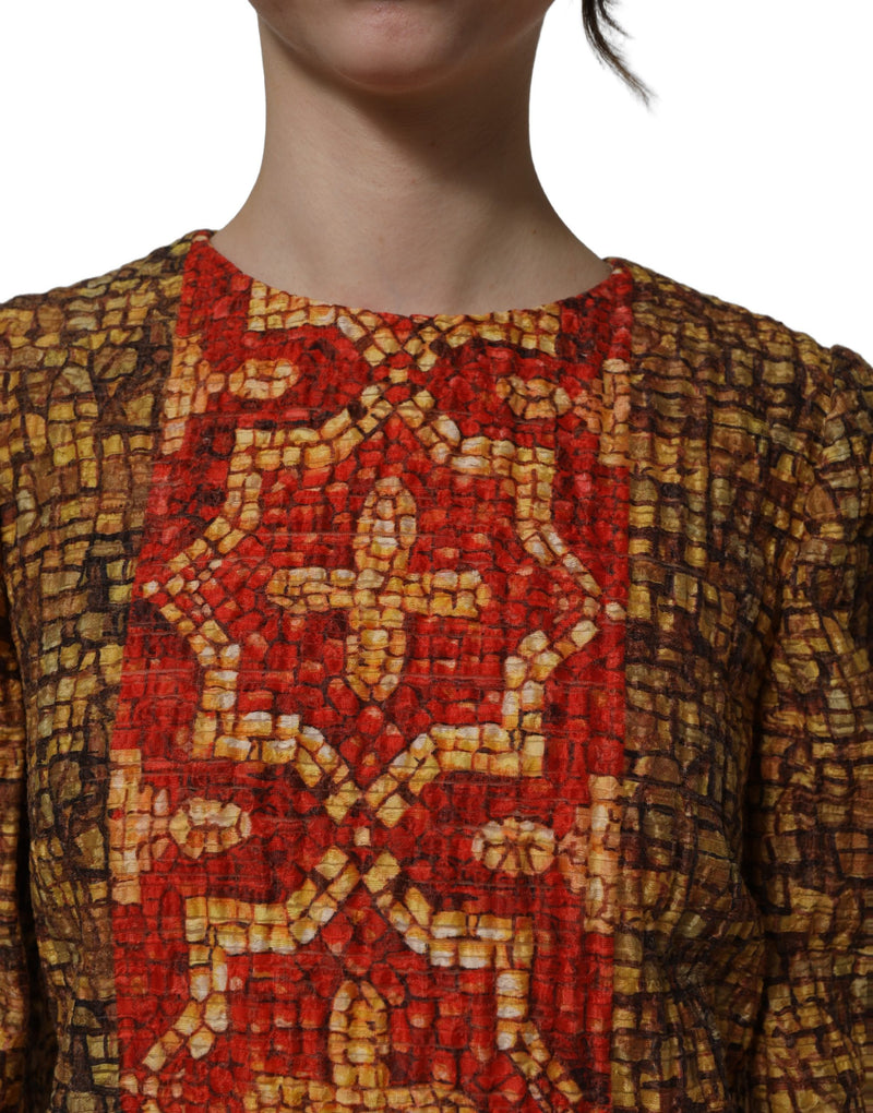 Mini-robe à manches longues en mosaïque multicolore Dolce & Gabbana