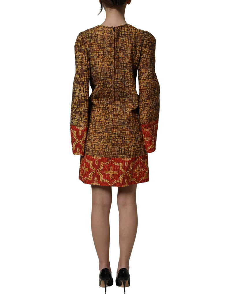 Mini-robe à manches longues en mosaïque multicolore Dolce & Gabbana