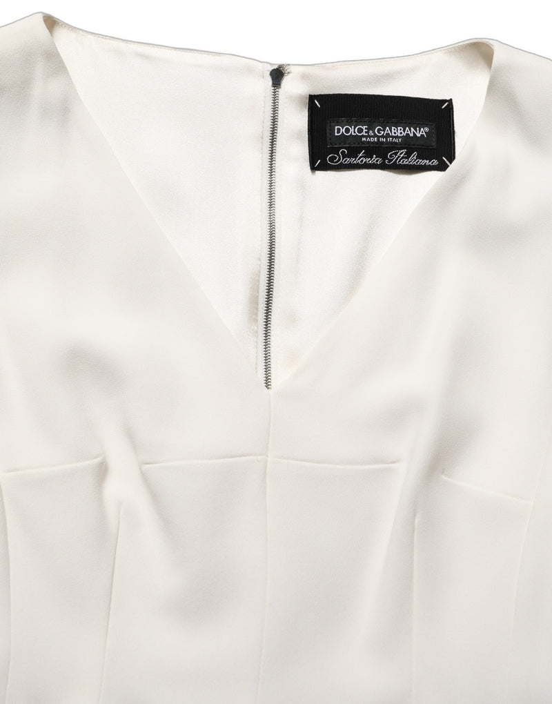 Abito midi a tubino smanicato bianco con motivo leopardato Dolce & Gabbana